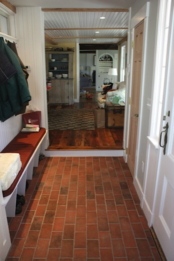 Picture traditional mudroom brick tile floor