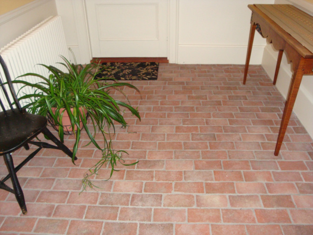 Small smooth brick tile flooring