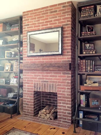 Thin brick veneer tile fireplace picture